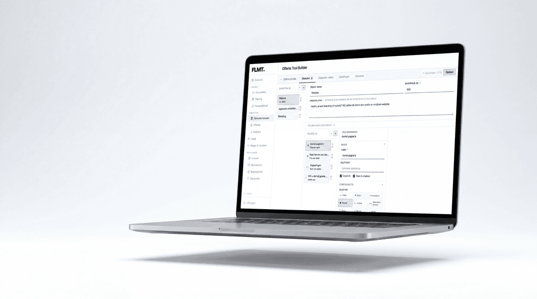 Flamant.AI chatbot-dashboard op een laptop